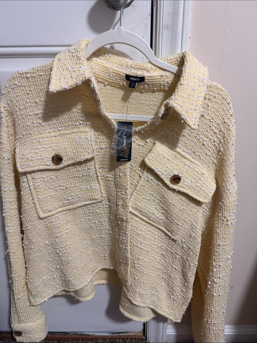 Express Yellow Boucle Tweed Jacket